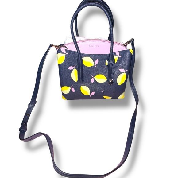 KATE SPADE Margaux Lemons Medium Satchel - Navy/ Lavendar/Yellow - Picture 2 of 16